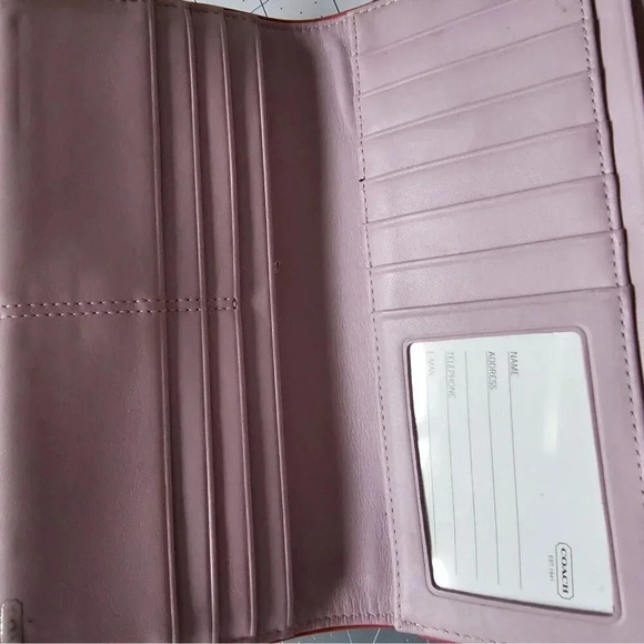 Coach Vintage Red Leather Trifold Checkbook Wallet Designer - Picture 11 of 14